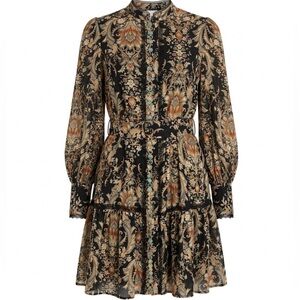 Black Floral Print Tiered Mini Dress with Button Front
WORE ONCE